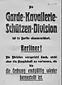 Aufruf der Garde-Kavallerie-Schützen-Division an die Berliner Bevölkerung