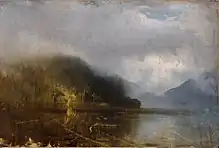 Waldsee mit Nebel, ohne Jahr, Öl auf Papier auf Leinwand, 32 × 47,5 cm, Nationalmuseum Oslo, Norwegen