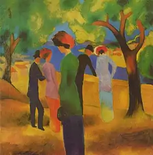 August Macke,Dame in grüner Jacke (1913)