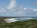 Blick vom Bulbjerg auf Lild Strand. Am Horizont Hanstholm.