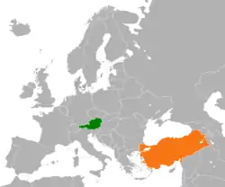 Lage von Österreich und Türkei