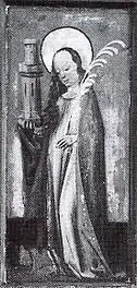 heilige Barbara mit Turm und Palmzweig