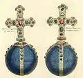 Reichsapfel des Heiligen Römischen Reiches (Vorder- und Rückseite), Stich von 1755
