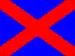 blaue Flagge mit rotem Diagonalkreuz