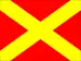 rote Flagge mit gelben Diagonalkreuz