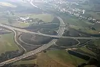 Luftaufnahme des Autobahnkreuzes Saarbrücken
