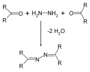 Bildung von Azinen aus Carbonylverbindungen und Hydrazin