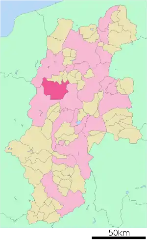 Lage Azuminos in der Präfektur
