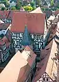 Blick auf das Rathaus vom Kirchturm aus