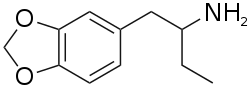 Strukturformel des 2-Amino-1-(3,4-methylendioxyphenyl)butans