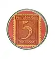 Rückseite mit Briefmarke aus dem Deutschen Reich zu 5 Pfennig