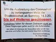 Stadtbibliothek Braunschweig wegen „Ausbreitung des Coronavirus'“ ab 14. März 2020 geschlossen