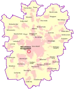 Lage des Quartiers Westliches Ringgebiet (rot)