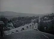 Stand der Arbeiten im Oktober 1909 an den Pfeilern auf der Seite Herisau.