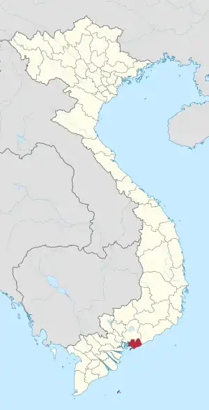 Karte von Vietnam mit der Provinz Tỉnh Bà Rịa - Vũng Tàu hervorgehoben