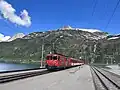 Einfahrt der Matterhorn-Gotthard-Bahn