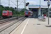 Gleis 5 in Böblingen. Der Bahnsteig wurde auf die Höhe der S-Bahn angepasst.