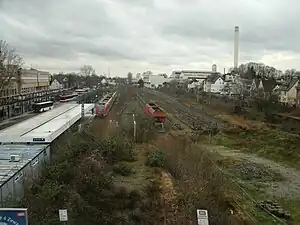 Blick über den BahnhofBergisch Gladbach mit S-Bahn