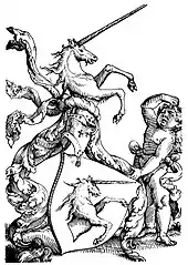 Entwurf für das Familienwappen nach dem Vorbild des Wappens seiner Geburtsstadt Gmünd, um 1530