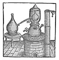 1512. Balneum Marie mit wassergekühltem Alembic zur Destillation von Branntwein