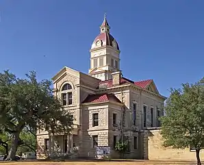Das Bandera County Courthouse and Jail in Bandera, gelistet im NRHP mit der Nr. 79002911