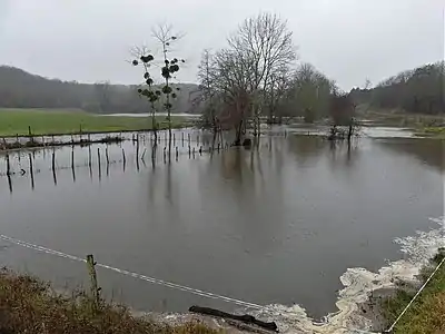Winter-Hochwasser am Bandiat nördlich von Bondazeau