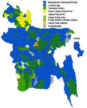 Wahlergebnisse in den Wahlkreisen (zur Wahl­kreis­einteilung siehe die Liste der Wahlkreise in Bangladesch)