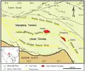Tibetisches Hochland mit einigen Terranen und der Indus-Yarlung suture zone