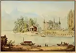 Das neue Schloss kurz nach seiner Fertigstellung.Aquarell von A. Barth, 1857