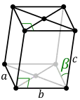 Monoklin basiszentriertes Gitter: mC (mA, mB)