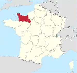 Lage der früheren Region Basse-Normandie in Frankreich