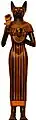Die Göttin Bastet als Dame mit dem Haupt einer Katze, moderne Statuette nach antikem Vorbild