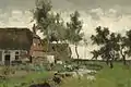 Polderlandschaft mit Wäscherin