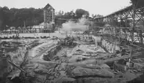Kraftwerksbaustelle: Baugrube des Maschinenhauses