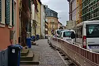 Beengte Straßensituation während der Baumaßnahmen