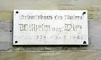 Bayreuth, Brandenburger Straße 32, Geburtshaus des Malers Wilhelm von Diez (Hinweistafel)