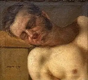 Jean-Auguste-Dominique Ingres,Studie eines Kopfes und eines Torsos eines Mannes. (1797).