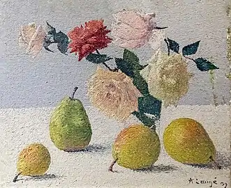 Achille Laugé,Blumen und Birnen (1909).