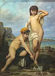 Camille Chazal,Junge Mädchen an der Küste (1870).