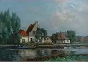 Häuser am Wasserarm (etwa um 1920).