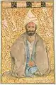 Porträt eines Derwisches von etwa 1500. In der untersten Zeile der von Muhammadi geschriebenen Unterschrift wird der „Meister wunderbarer Werke“, Behzād, als Maler des Porträts genannt.
