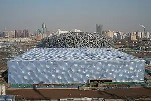 Der Water Cube und dahinter das Vogelnest (März 2007)