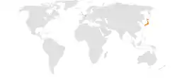 Lage von Belgien und Japan