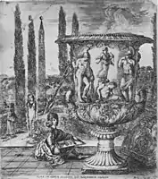 Bild 3: Medici-Vase, römische Ziervase in Marmor (1. Jh. v. Chr.), nach einem Kupferstich von Stefano della Bella (1656)