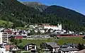 Kloster Disentis von der Via Lucmagn aus gesehen