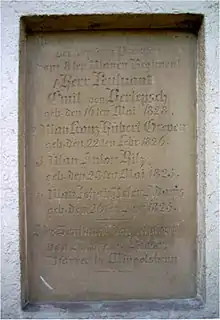 Gefallene des Gefechts am 23. Juni 1849 in Ubstadt, an der nördlichen Kirchenseite