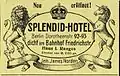 Anzeige des Splendid-Hotels, 1905