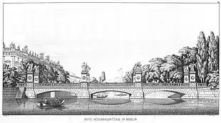 Schloßbrücke auf einer Zeichnung von Karl Friedrich Schinkel aus der Sammlung architektonischer Entwürfe
