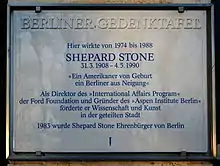 Berliner Gedenktafel für Shepard Stone