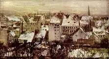 Adolph Menzel:Berliner Hinterhäuser im Schnee, 1847